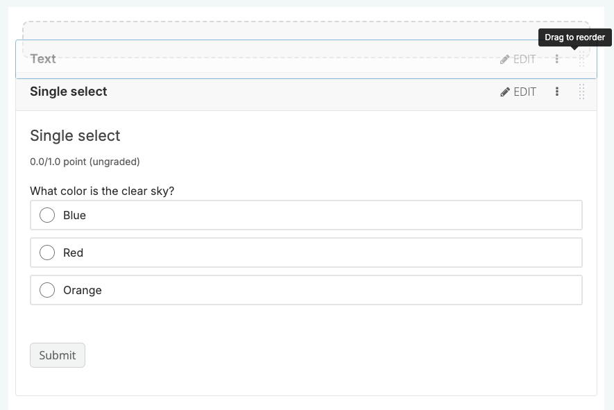 A component being dragged to a new location.